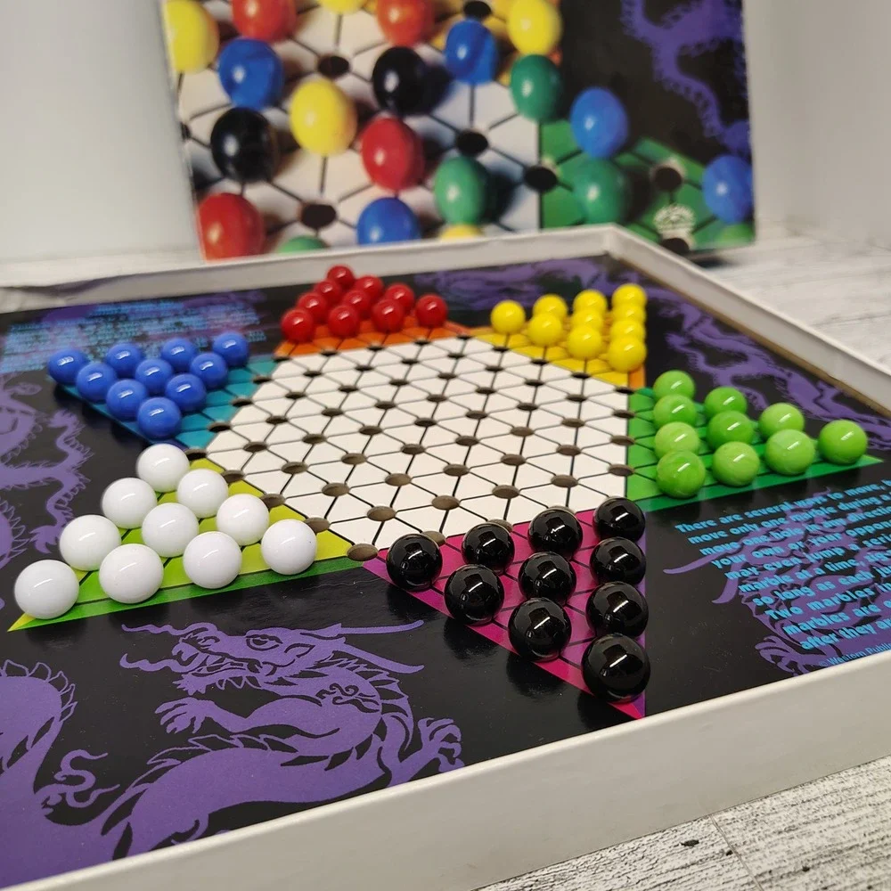 Golden Chinese Checkers Classic‎ Board Game 60 Marbles Gameboard Instructions